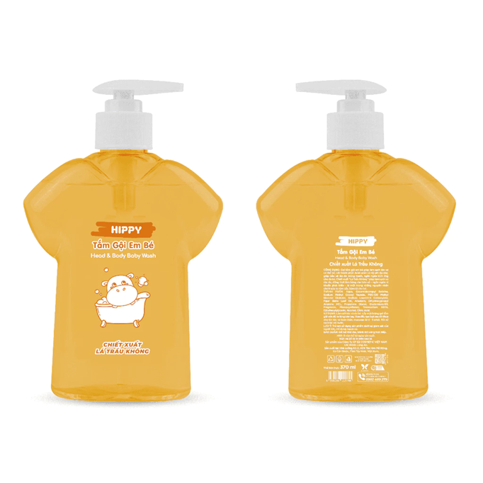  Sữa Tắm Gội Em Bé HIPPY Chiết Xuất Lá Trầu Không 370ml – Dịu nhẹ, sạch rôm sẩy, an toàn da nhạy cảm 