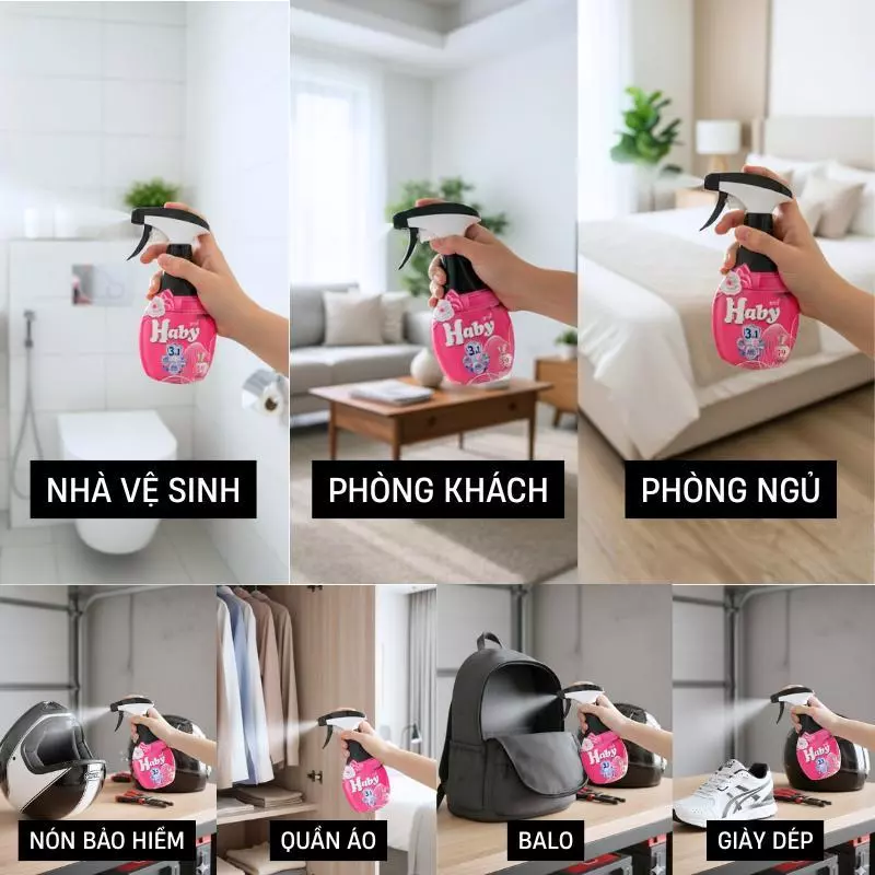  Xịt Vải & Khử Mùi 350ml HABY – Hương Thơm Tươi Mát, Lưu Hương Lâu, Khử Mùi Cực Hiệu Quả 