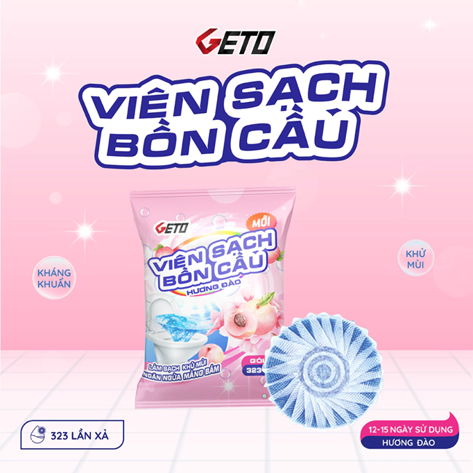  Viên sạch bồn cầu Geto viên thả bồn cầu sạch khuẩn tẩy sạch mảng bám khử mùi diệt vi khuẩn toilet 