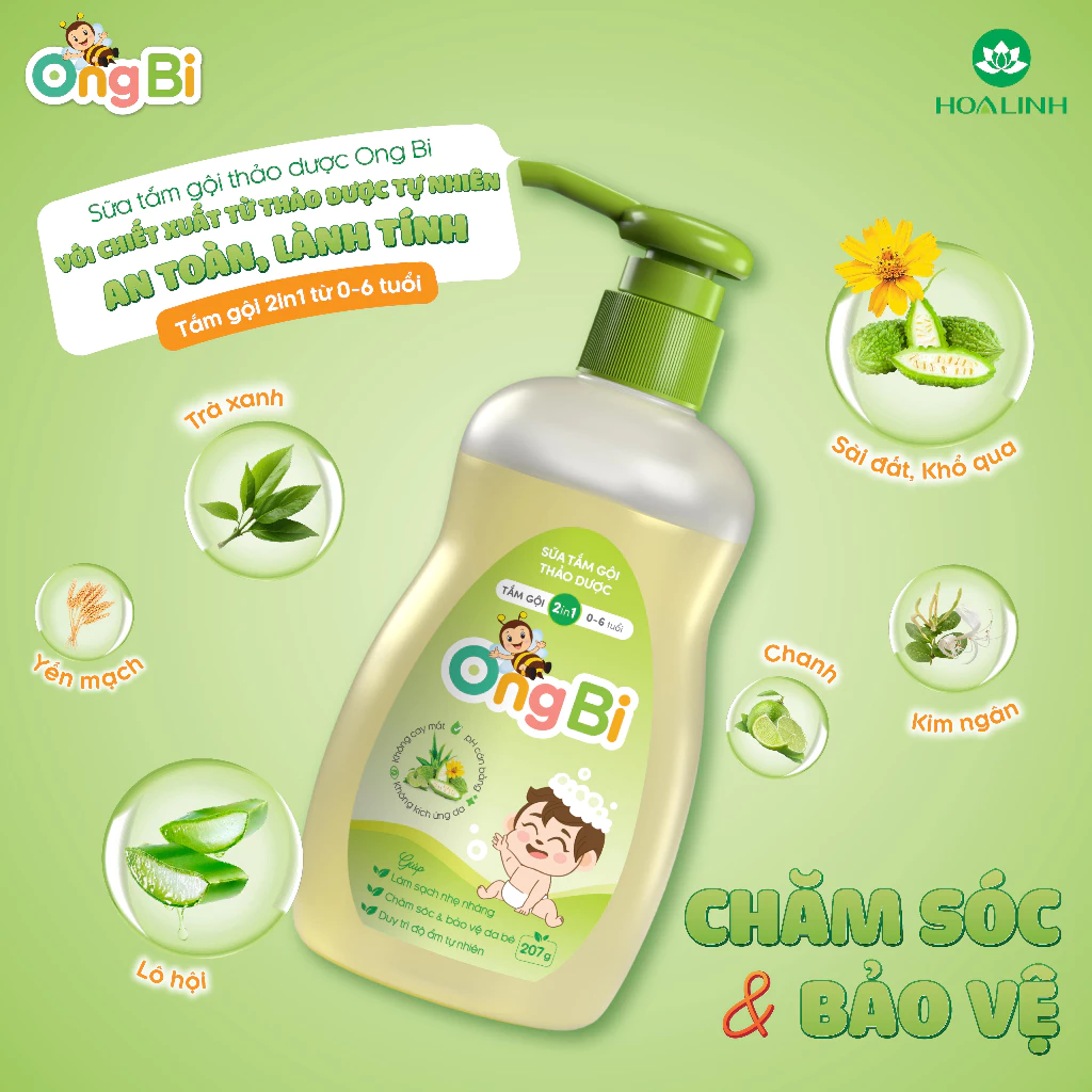  Sữa tắm gội thảo dược Ong Bi 207g KM 41g 