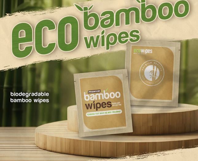  Túi 50 gói khăn ướt vải sợi tre kháng khuẩn EcoBamboo gói 1 tờ không mùi 