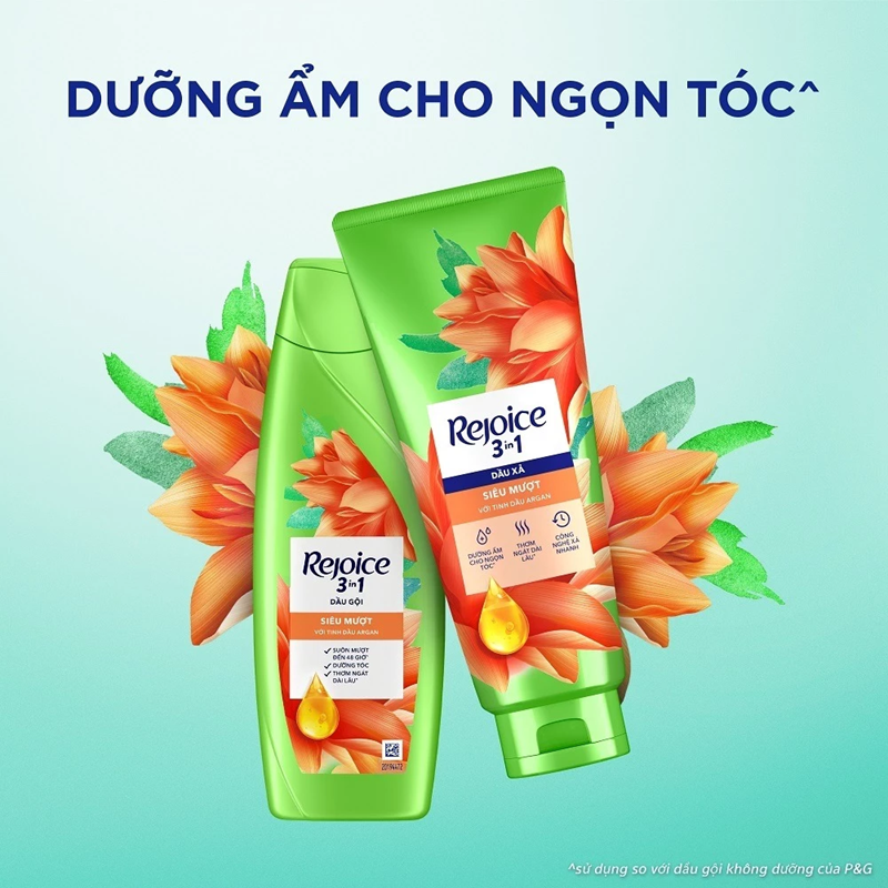  Kem Xả Tóc REJOICE 3 Trong 1 Với Dưỡng Chất Từ Tinh Dầu Argan Siêu Mềm Mượt /Hoa Hồng JeJu/ Lavender 300 ml 
