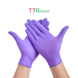  Găng Tay Cao Su Y Tế Màu Tím Nitrile Không Bột TTGloves 4.5g (Hộp 100 chiếc) Spa, Thủy Sản, Lột Tôm 