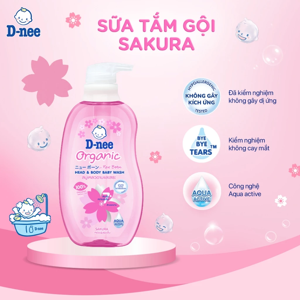  Sữa tắm gội D-nee cho trẻ sơ sinh dưới 3 tuổi giúp da mịn, tóc mượt 200ml 