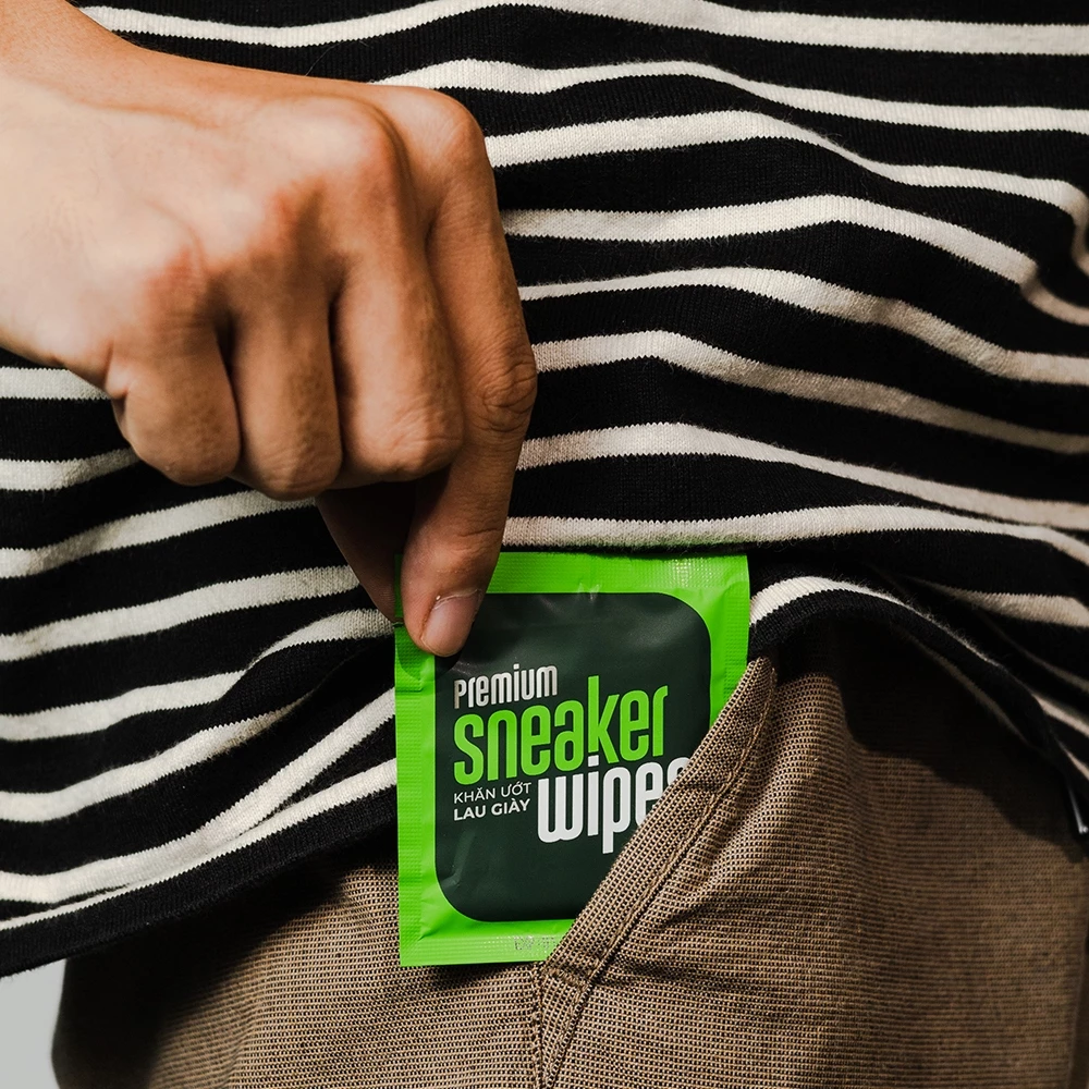  Hộp 20 gói Khăn ướt lau giày thể thao cấp tốc Sneaker EcoWipes gói 1 tờ hương quế khử mùi 
