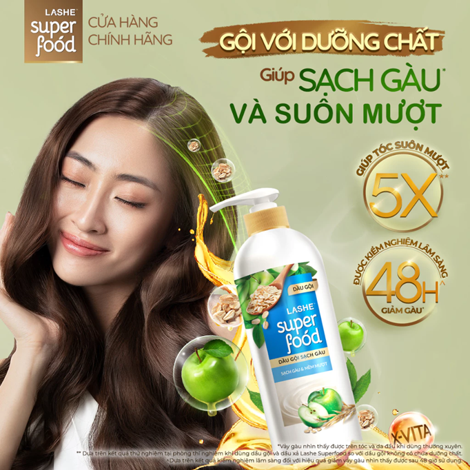  Dầu Gội LASHE SUPERFOOD Ngăn Gãy Rụng Tóc/Phục Hồi Hư Tổn /Sạch Gàu Giảm Rụng /Sạch Gàu Mềm Mượt 300G/ 640G/ 630G/ 1.1KG 