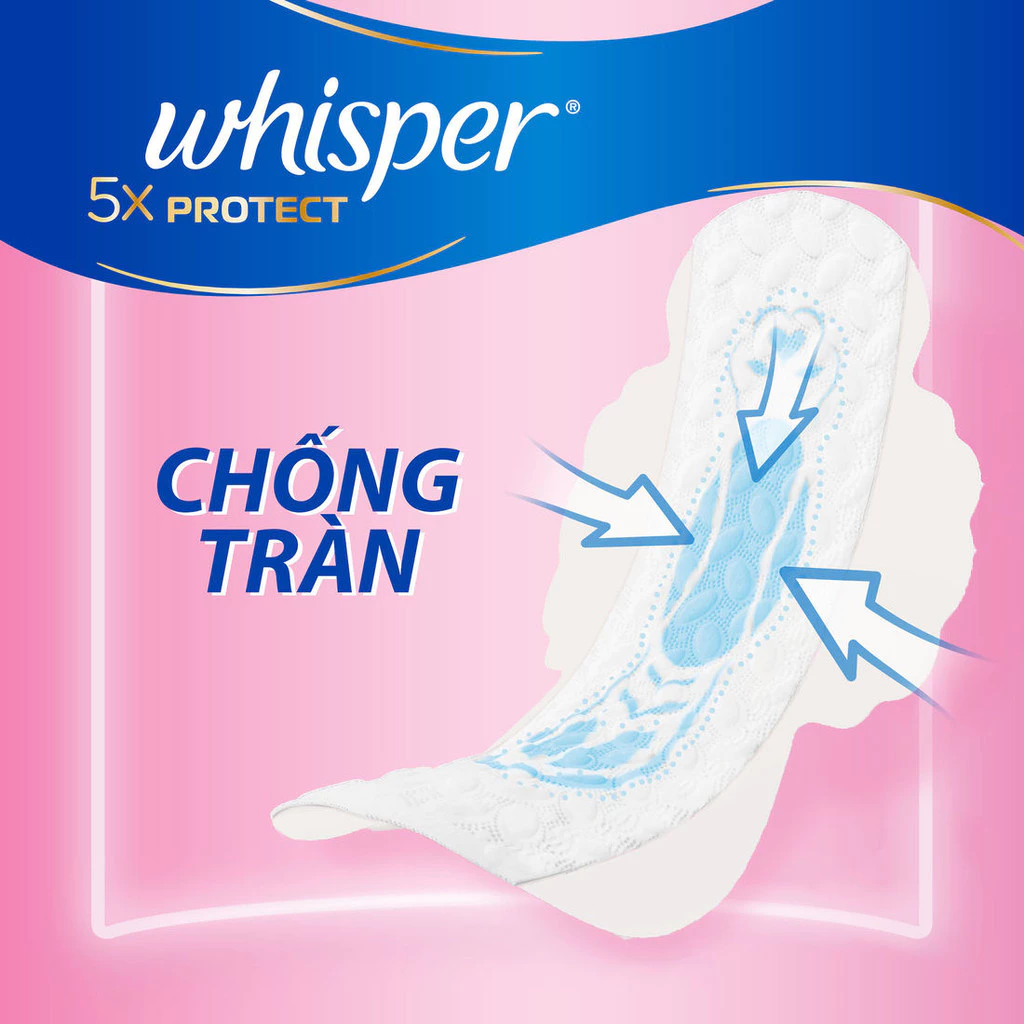  Băng Vệ Sinh WHISPER 5X Bảo Vệ Mặt Bông Siêu Mỏng Cho Ngày Thường Và Ngày Nhiều Khô Thoáng 