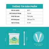  Tăm Bông Trẻ Sơ Sinh Niva BZP1 200 Que Thân Giấy, 100% Bông Tự Nhiên An Toàn 