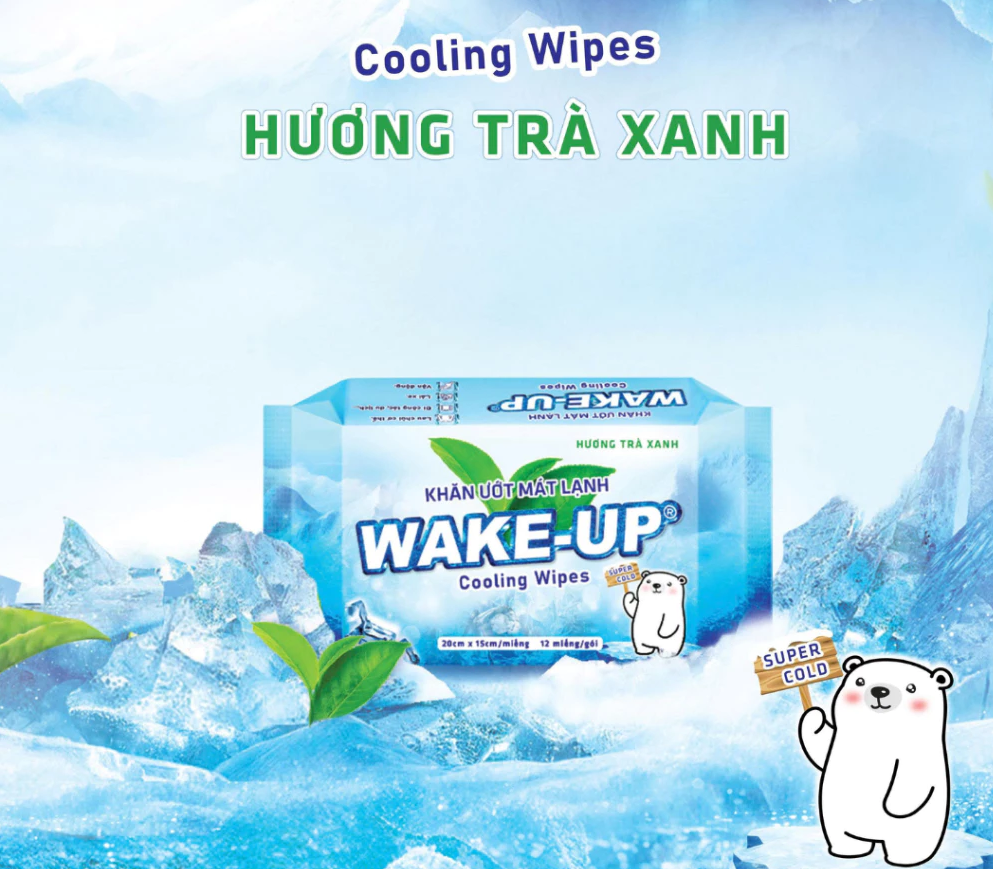  Khăn ướt mát lạnh Wake-up mini 12 miếng, lốc 3 gói Khử Mồ Hôi Hiệu Quả 