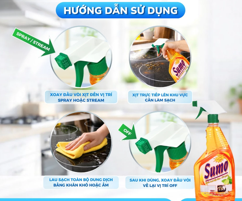  Nước Lau Bếp Và Tủ Lạnh SUMO 850ml Lau Bàn Ăn, Tủ Lạnh, Nước Lau Bếp Ngăn Ngừa Kiến 