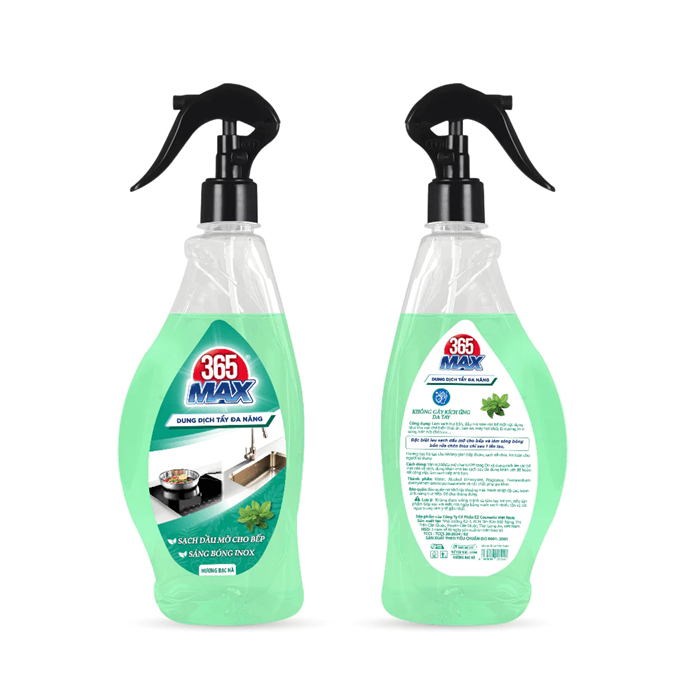  Xịt Tẩy Đa Năng 365 Max 570ml Hương Bạc Hà - Sạch dầu mỡ bếp, sáng bóng inox, sạch bóng các bề mặt 