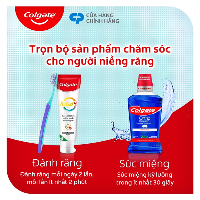  Nước súc miệng Colgate Ortho với công thức chuyên biệt cho người niềng răng 500ml 
