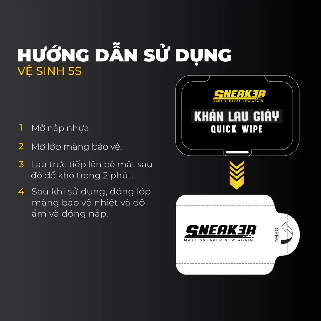  Khăn Giấy Ướt Sneaker Quick Wipe Cao Cấp, Khăn Lau Giày Siêu Tiện Lợi Gói 12 Miếng Làm Sạch Gấp Đôi 