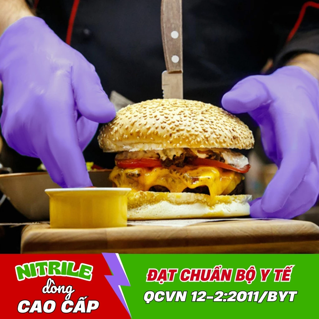  Găng Tay Cao Su Y Tế TTGLOVES Không Bột Nitrile Màu Tím Siêu Bền Đẹp 4.5gr (Hộp 100 Chiếc) 