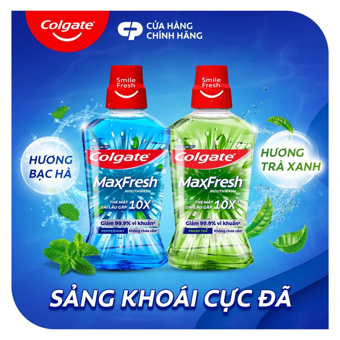  Nước súc miệng Colgate Maxfresh the mát dài lâu gấp 10X - diệt 99,9% vi khuẩn - 750ML 
