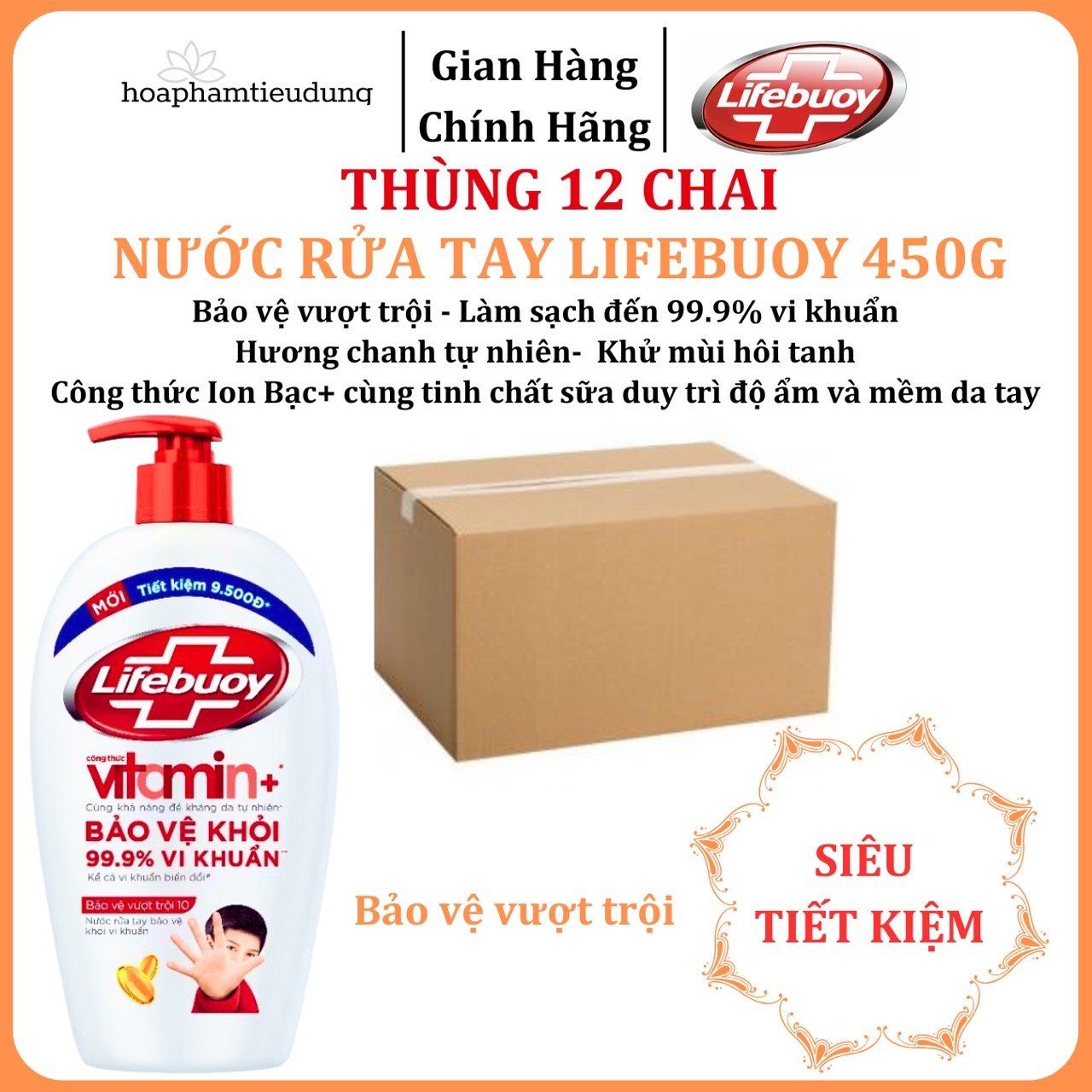 Nước Rửa Tay Lifebuoy Bảo Vệ Khỏi 99.9% Vi Khuẩn Gây Bệnh Với Ion Bạc+ Hỗ Trợ Cùng Đề Kháng Da Tự Nhiên 450g 