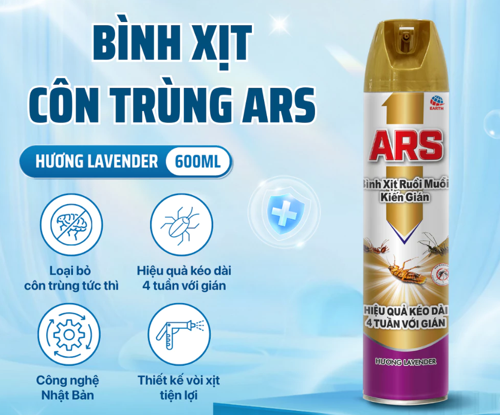  Xịt Ruồi Muỗi Kiến Gián ARS GOLD Diệt Côn Trùng Hiệu Quả – Hương Sakura/Lavender/Không Mùi (300ml–600ml) 