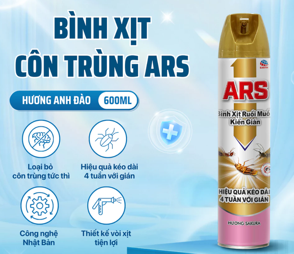  Bình Xịt Ruồi Muỗi Kiến Gián ARS GOLD Diệt Côn Trùng Hiệu Quả – Hương Sakura/Lavender/Không Mùi (300ml–600ml) 