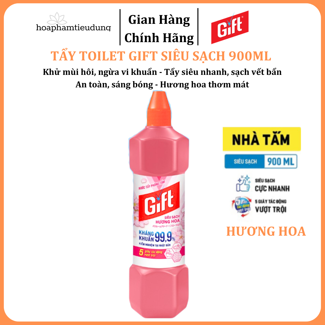  Tẩy toilet/bồn cầu Gift 900ml tiết kiệm tẩy rửa siêu sạch nhà tắm toilet bồn cầu đa năng không mùi 