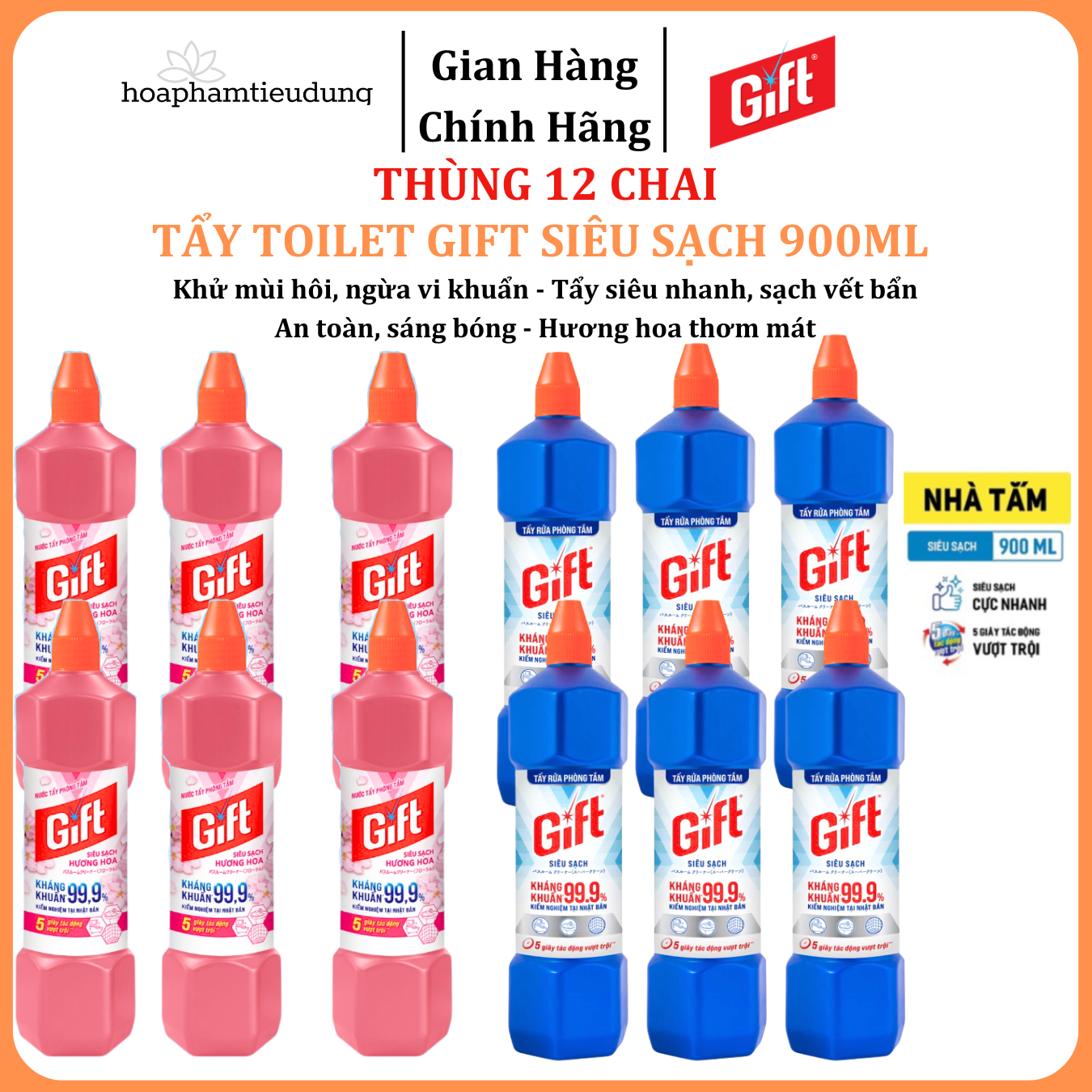  Tẩy toilet/bồn cầu Gift 900ml tiết kiệm tẩy rửa siêu sạch nhà tắm toilet bồn cầu đa năng không mùi 