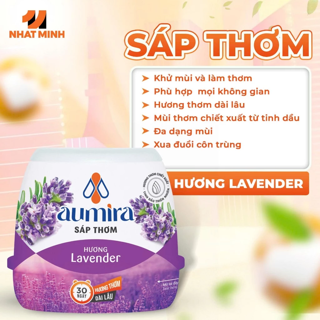  Lọ tỏa hương Aumira 180g hương thơm tự nhiên dễ chịu, sáp thơm phòng khử mùi thế hệ mới 45 ngày 