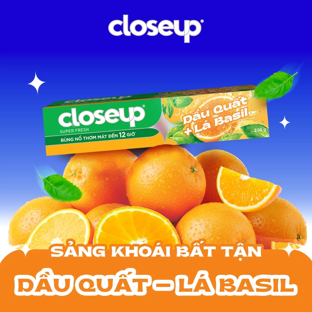  Kem Đánh Răng Closeup Trắng Răng Thơm Mát thành phần Thiên Nhiên 230g 