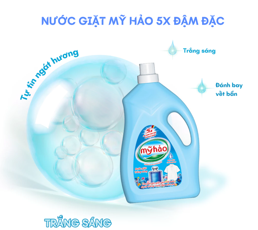  Nước Giặt Hương Nước Hoa Mỹ Hảo 5X Đậm Đặc Sạch Nhanh, Lưu Hương Cao Cấp Bình 3.4KG 