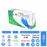  Găng Tay Cao Su Y Tế TTGLOVES Không Bột Nitrile Màu Xanh Đậm Siêu Bền 4.5gr (Hộp 100 Chiếc) 