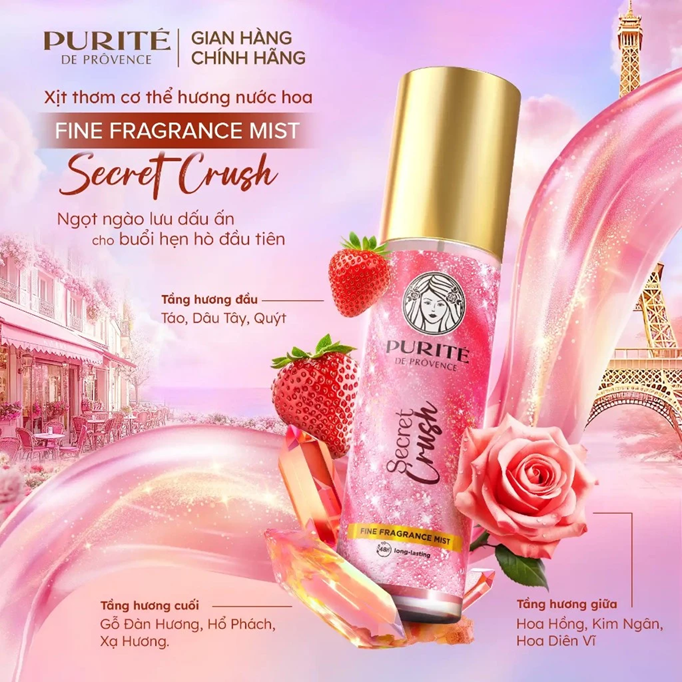  Xịt Thơm Body Mist Purité Hương Nước Hoa Cao Cấp 100ML - Lưu Hương 48H 