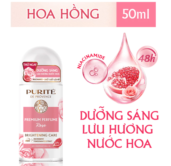  Lăn Khử Mùi Dưỡng Sáng PURITÉ Hương Nước Hoa Cao Cấp Hoa Anh Đào/Hoa Hồng/Hoa Mẫu Đơn 50ML 