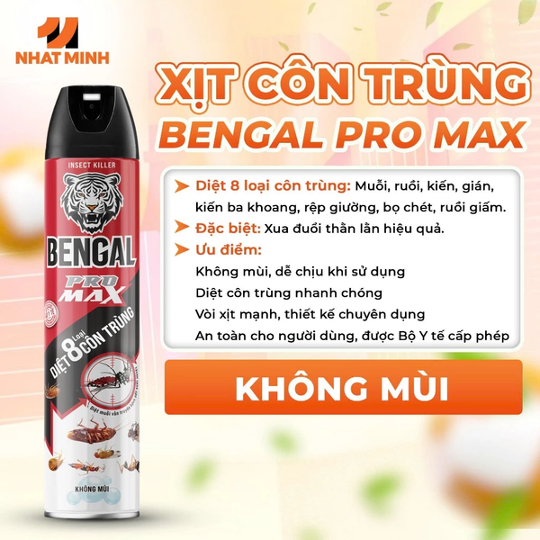  Bình xịt muỗi Bengal Pro Max 500ml diệt 8 loại côn trùng, bình xịt côn trùng an toàn cho gia đình 
