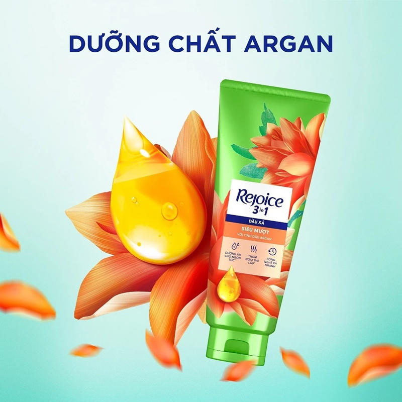  Kem Xả Tóc REJOICE 3 Trong 1 Với Dưỡng Chất Từ Tinh Dầu Argan Siêu Mềm Mượt /Hoa Hồng JeJu/ Lavender 300 ml 