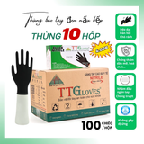 Găng Tay Nấu Ăn TTGLOVES Chất Liệu Cao Su Nitrile Không Bột Màu Đen (Hộp 100 Chiếc) 