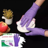  Găng Tay Cao Su Y Tế Màu Tím Nitrile Không Bột TTGloves 4.5g (Hộp 100 chiếc) Spa, Thủy Sản, Lột Tôm 