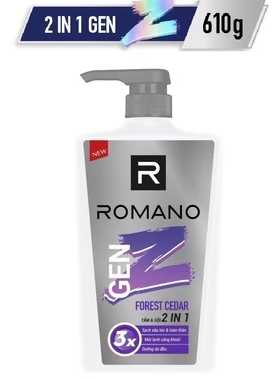  Tắm gội cho nam 2in1 cho nam / Dầu gội nam Romano Gen Z hương Sea Breeze/ Forest Cedar 610g / chai - 