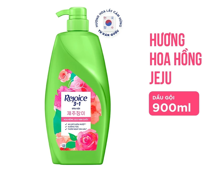  Dầu Gội REJOICE Siêu Mượt / Hoa Hồng Jeju/ Lavender Hàn Quốc/ Giảm Ngứa Da Đầu/ Nước Hoa Mẫu Đơn - Chai 900 ML 