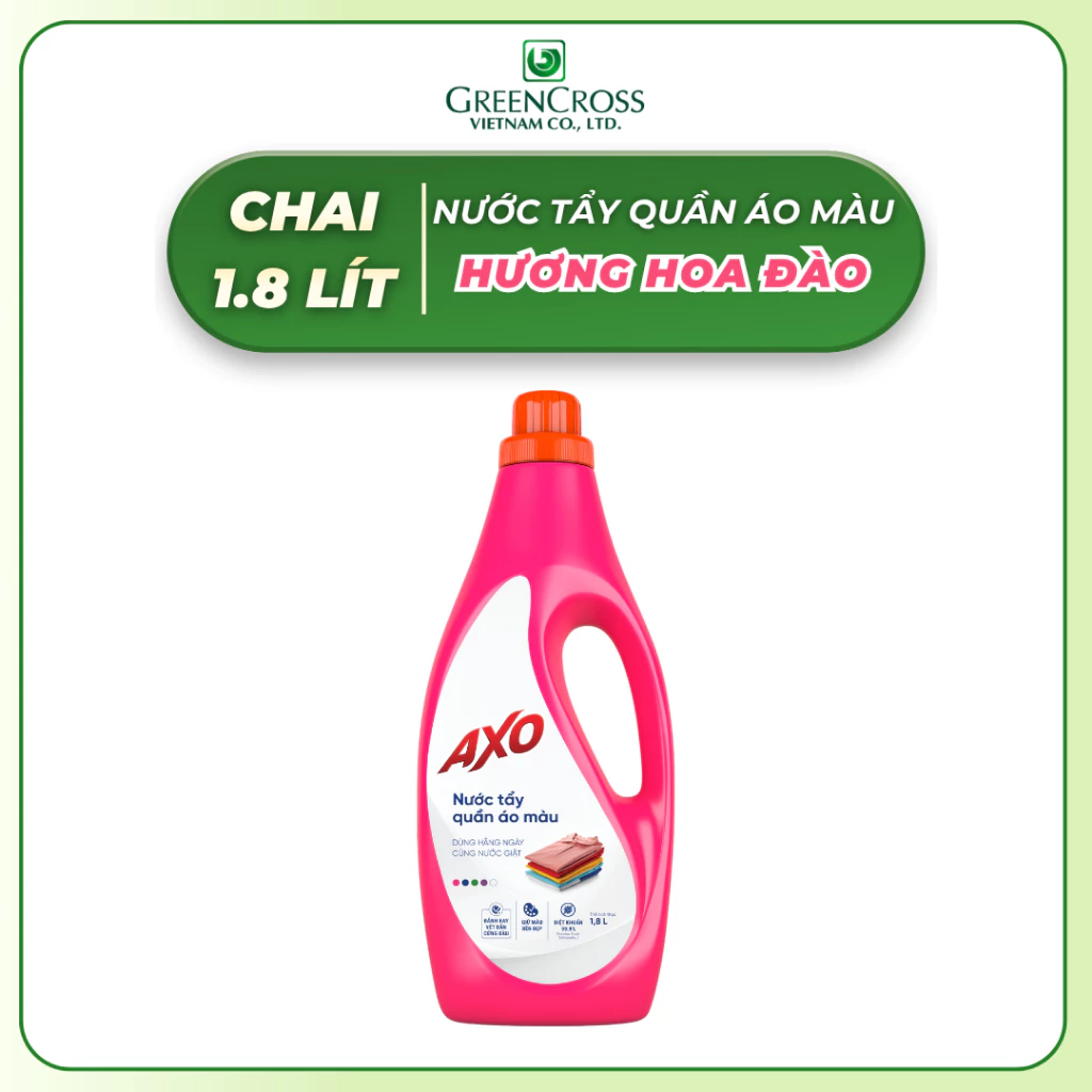  Nước Tẩy Quần Áo Màu AXO 1800ml – Tẩy Sạch Vết Bẩn Cứng Đầu, Giữ Màu Vải Bền Đẹp 