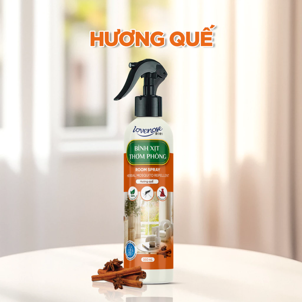  Xịt thơm phòng đuổi muỗi Lovenose đuổi côn trùng chiết xuất từ tinh dầu tự nhiên lành tính, khử mùi phòng 350ml 