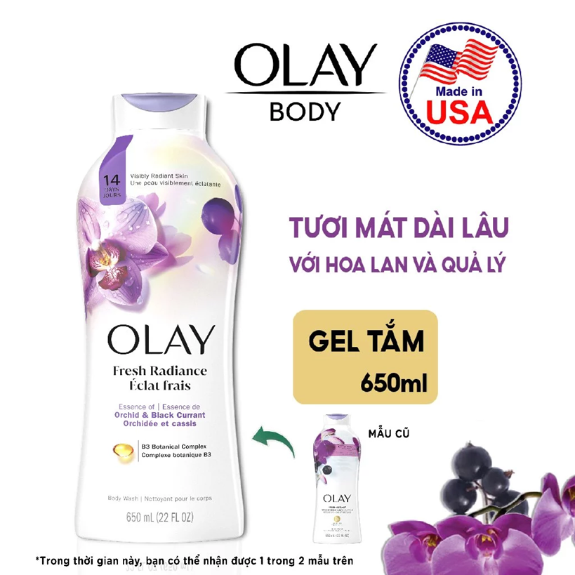  Sữa tắm OLAY dưỡng da 650ml nhiều mùi hương, cải thiện da sáng khỏe sau 14 ngày - Mỹ 