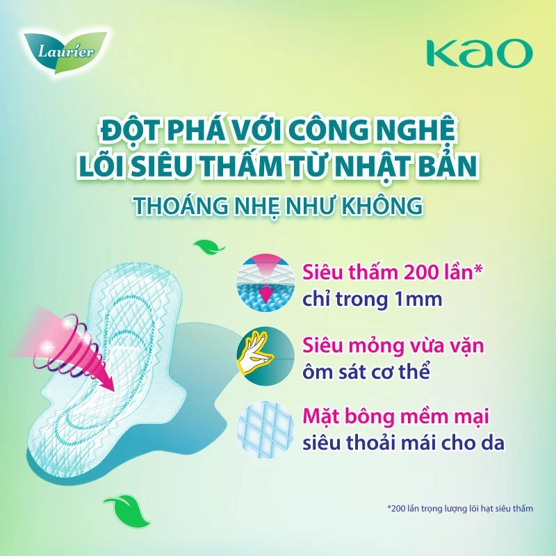  Băng vệ sinh Laurier siêu mỏng bảo vệ 1mm 25cm 8 miếng 