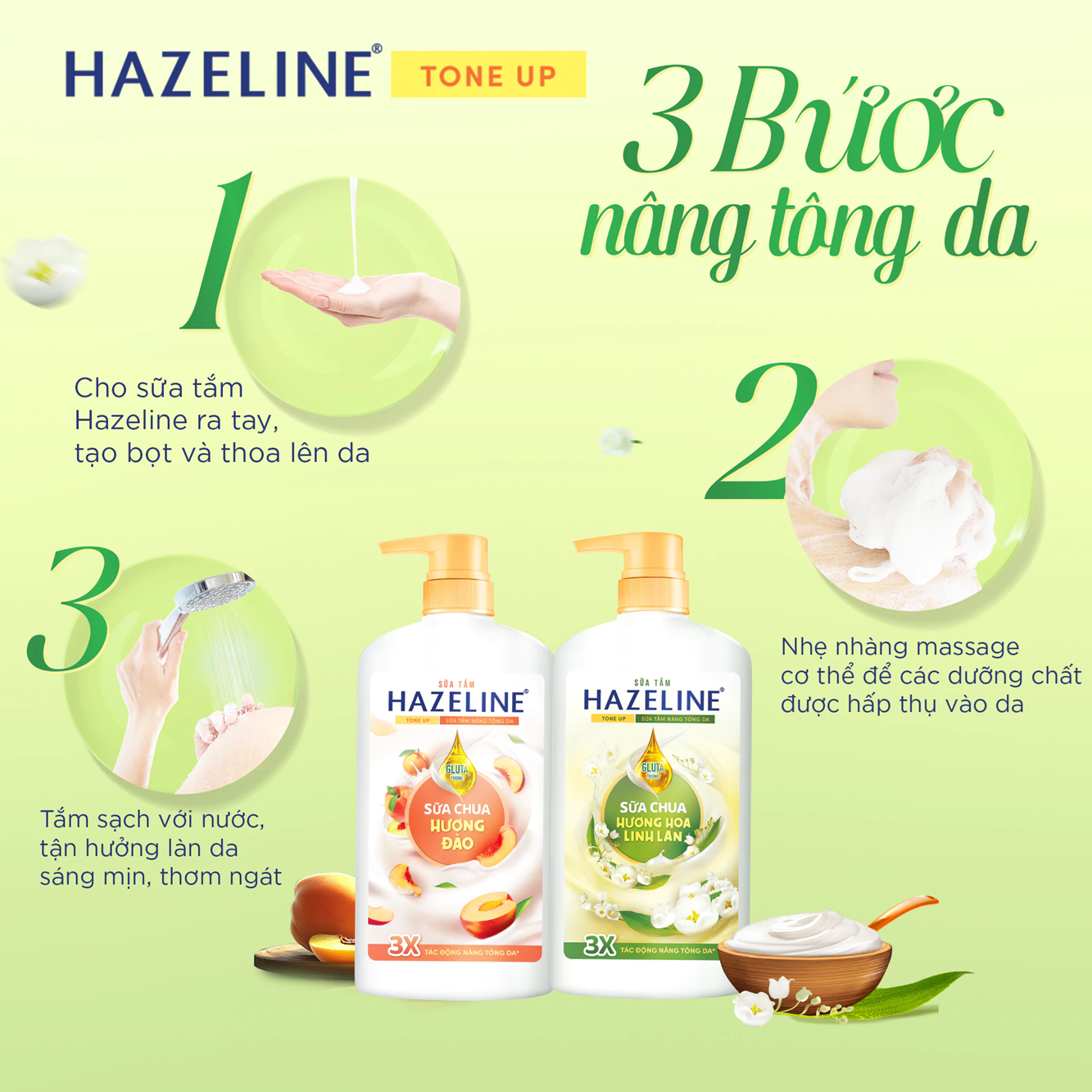  Sữa tắm Hazeline Tone Up Sữa Chua 670g 