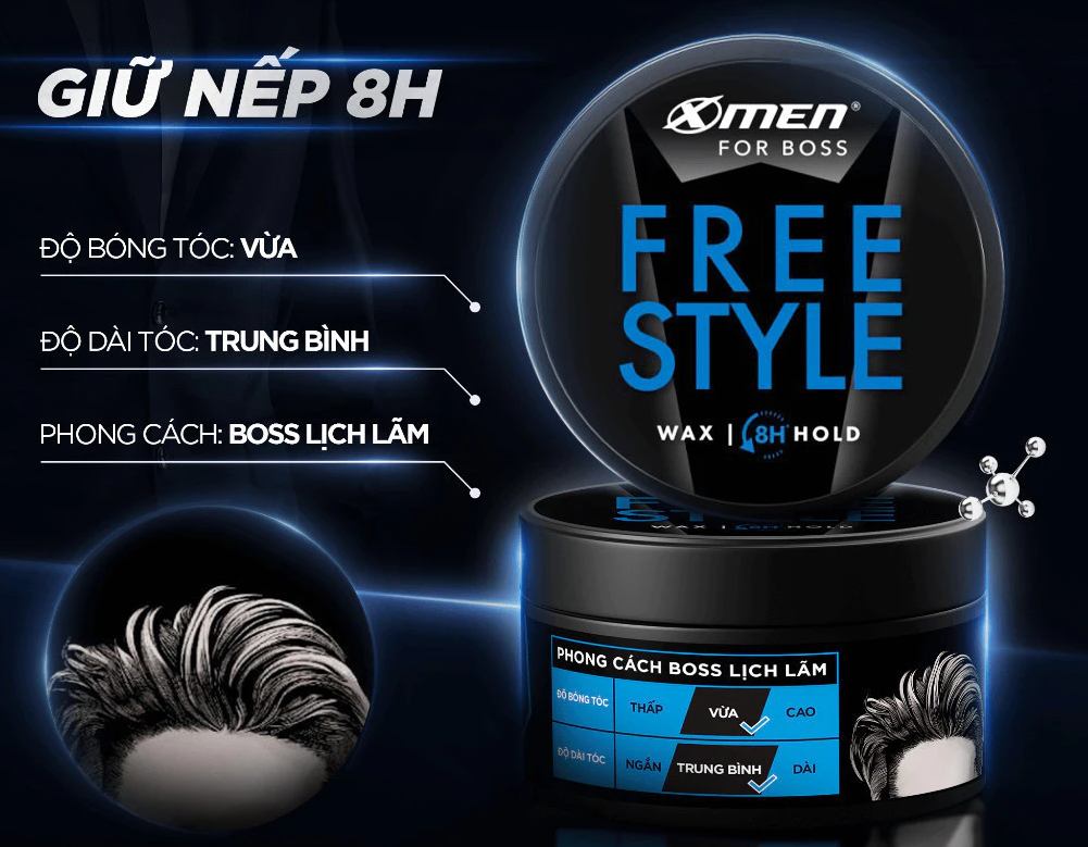 Sáp Vuốt Tóc Nam XMen for Boss 70g - Tạo Kiểu Tóc, Giữ Nếp 8H, Thành Phần Keratin Giúp Tóc Chắc Khỏe 