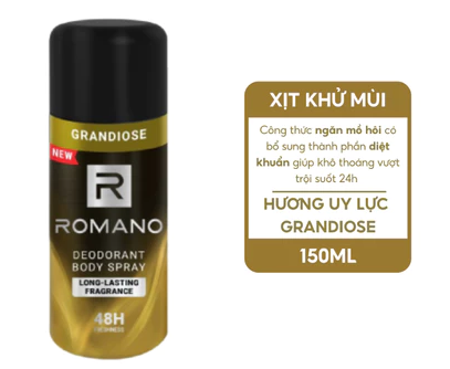  Xịt khử mùi cho nam toàn thân ngăn mồ hôi và mùi cơ thể Romano 150ml / 195ml 