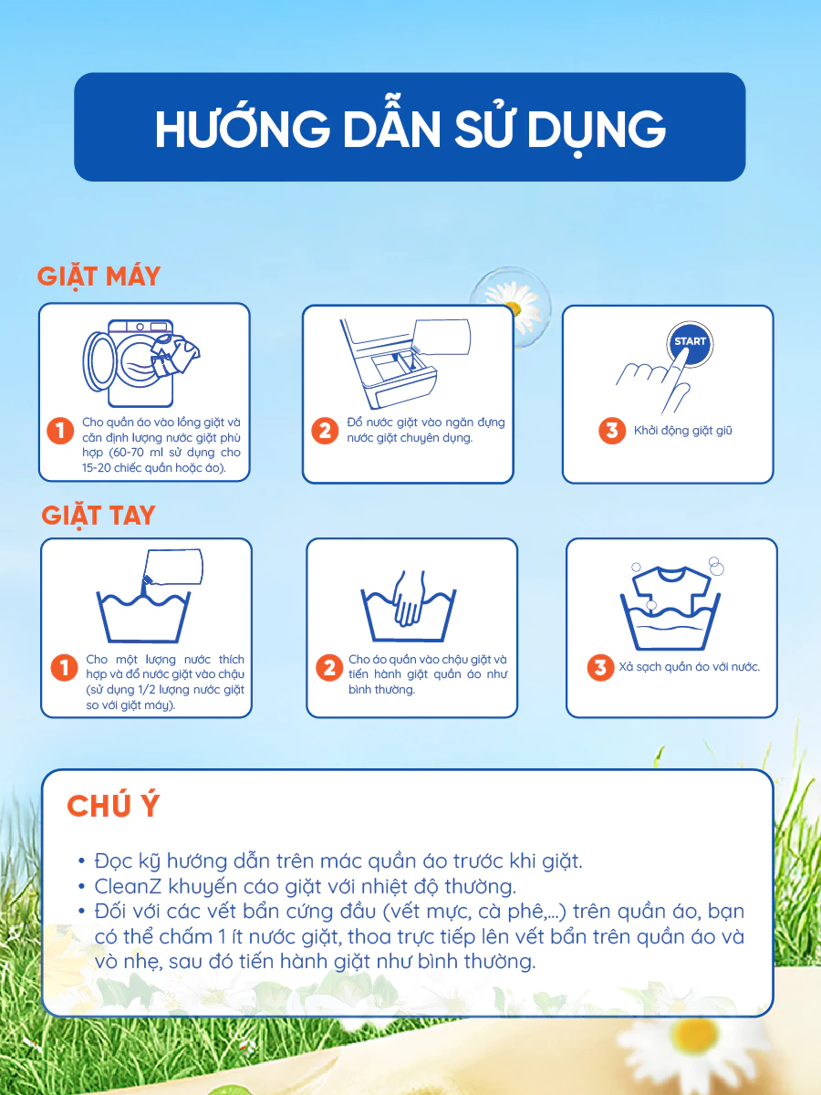  Nước Giặt Xả Tỏa Hương CleanZ Công Nghệ Sạch Sâu, Đánh Bay Vết Bẩn, Hương Thơm Mềm Mại, Bảo Vệ Màu Quần Áo 2L 