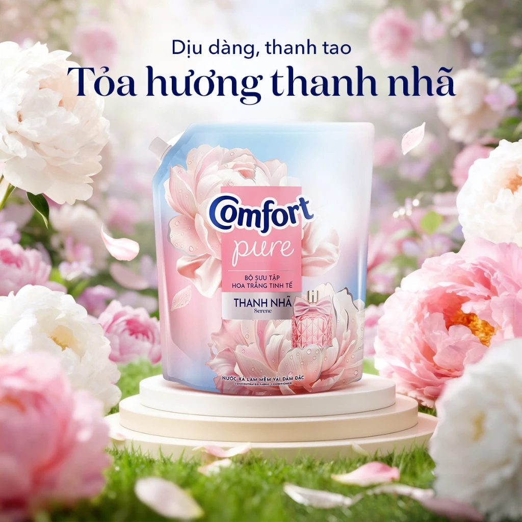  Nước Xả Vải Comfort Hoa Trắng Thanh Nhã Túi 1.7-3.6L 