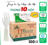  Găng Tay Nấu Ăn Kitchen And Food TTGLOVES Nitrile Không Bột Màu Trắng 4.5gr (Hộp 100 Chiếc) 
