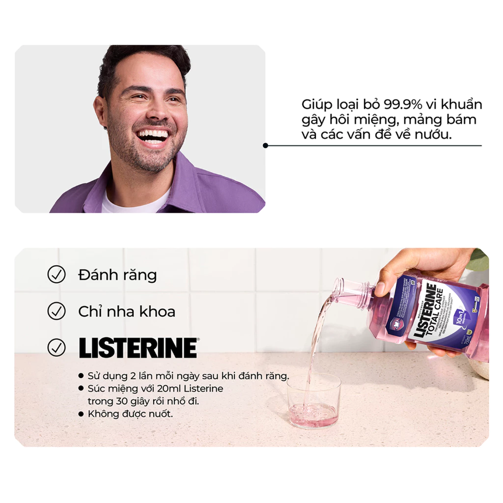  Nước súc miệng chăm sóc toàn diện Listerine Total Care Mouthwash 750ml 