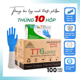 Găng Tay Nấu Ăn Kitchen And Food TTGLOVES Nitrile Không Bột Màu Xanh 4.5gr (Hộp 100 Chiếc) 