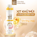  Xịt Khử Mùi LASHE SUPERFOOD Dưỡng Sáng Da / Se Khít Lỗ Chân Lông / Dưỡng Da Mềm Mịn 140ML 