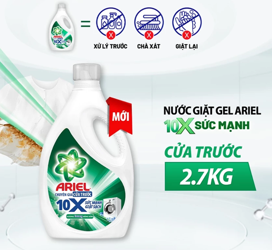  Chai Nước Giặt Gel ARIEL 10X Sức Mạnh Giặt Sạch Hương Downy Nắng Sớm Chuyên Gia Cửa Trước 2.7KG/Cửa Trên 2.9KG 